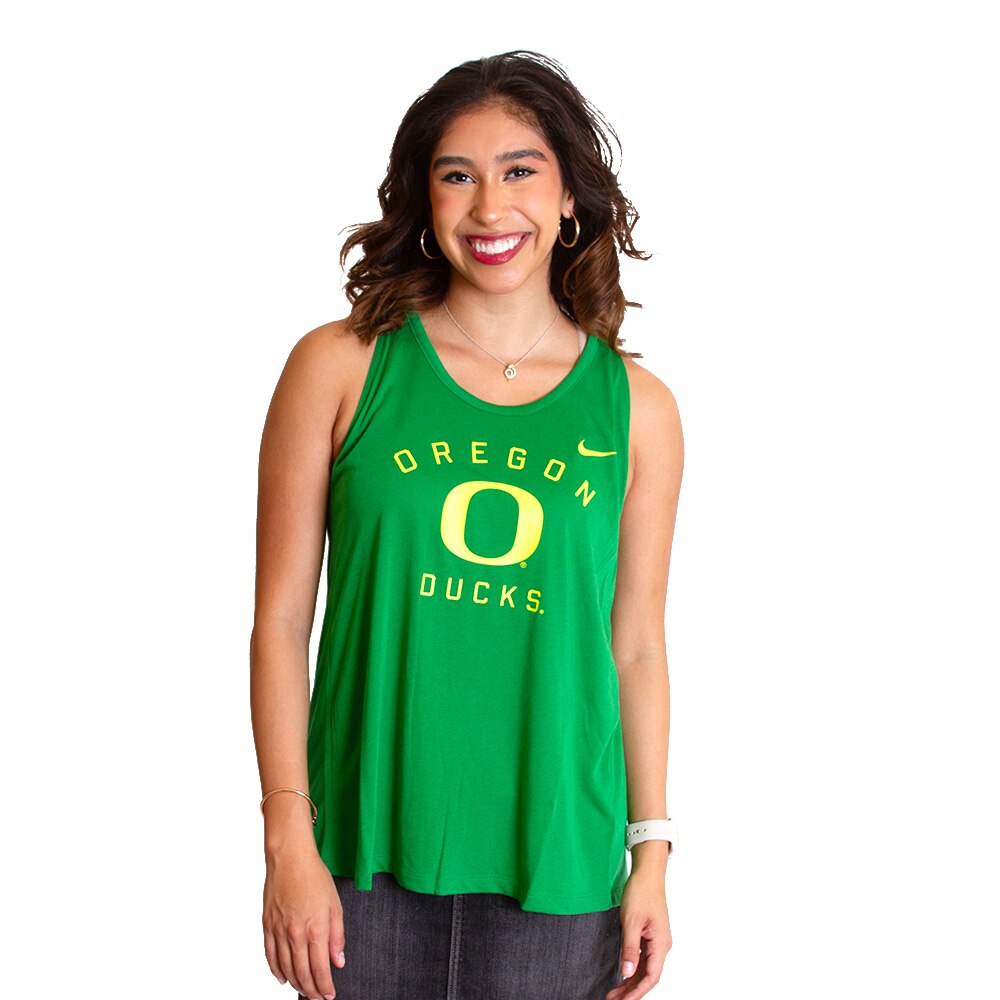 Classic Oregon O, Nike, Green, Sleeveless, Performance/Dri-FIT, Women, Open Back, Tank top, 763887